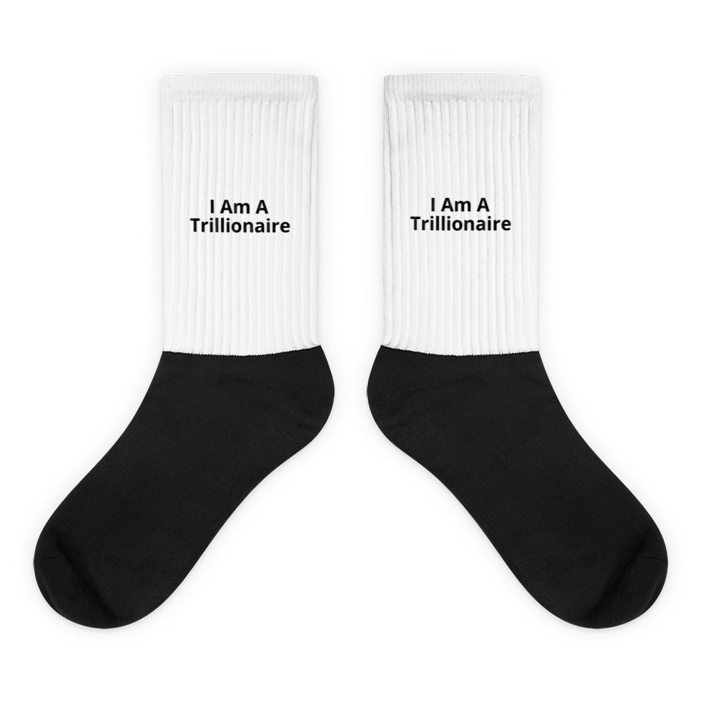 I Am A Trillionaire Black Foot Sublimated Socks - M - Trillionaire